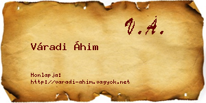 Váradi Áhim névjegykártya